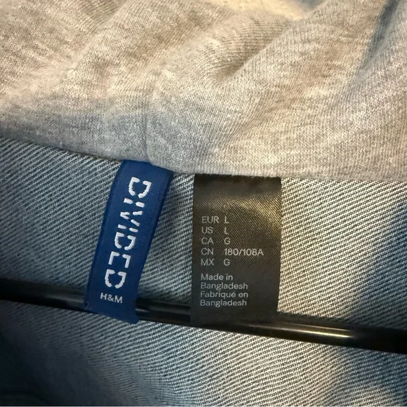 H&M Divided Denim Jacket with Gray Sweatshirt Sleeves - Picture 5 of 6